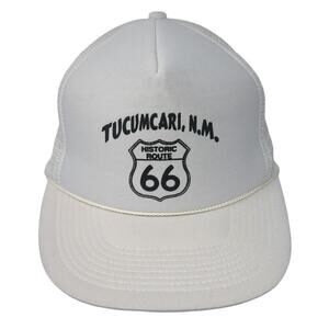 Tucumcari NM Historic Route 66 Snapback Rope Trucker Hat White One Size